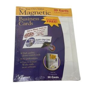 New Sealed DIY Ampad Magnetic Business Cards Inkjet Glossy 30ct Perforation Free